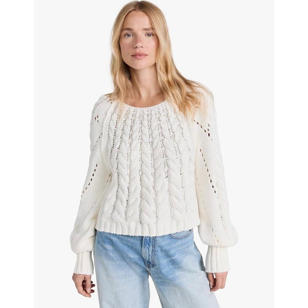 Free People Sandre Cable Knit Pull Over Sweater